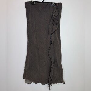 Vintage polka dot chiffon Asymmetrical Ruffled Midi Skirt size medium